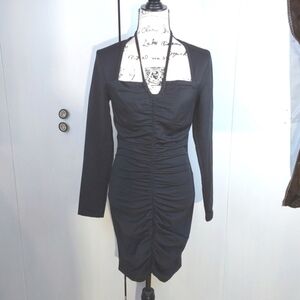 Grace Karin|Black 1950'S Style Elegant Ruched Edgy Mod Midi Evening Dress Sz.S